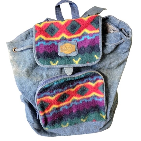 Arizona Jean Vintage 90s Denim Backpack Large Bag Purse Women Southwestern main image 10